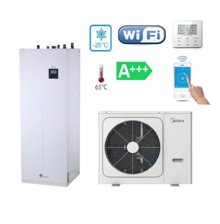 Midea oras-vanduo šilumos siurblys M-Thermal Arctic su integruotu boileriu,  8,3 kW, HBT-A100/190CDS90GN8-B + MHA-V8W/D2N8-B