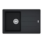 Granitinė plautuvė Franke Basis BFG 611-78 Fragranite su plačiu ekscentriniu ventiliu ir nusausinimo plokštuma, 78 cm. x 50 cm., juodos (Onyx) spalvos