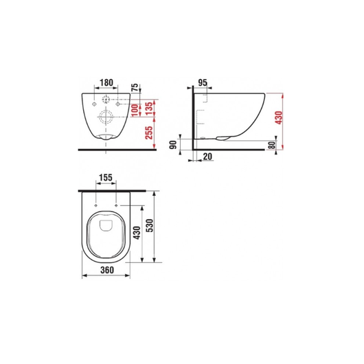 Unitazas Jika Mio Rimless matmenys