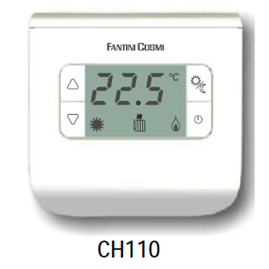 Neprogramuojamas skaitmeninis patalpos termostatas su ekranu 2-40°C Fantini Cosmi FC-CH110 (baltas)